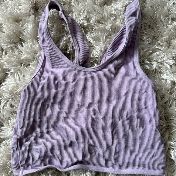 Lavender Ribbed Crop Top - Picture 2 of 4